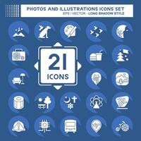 Icon Set Photos and Illustrations. related to Design and Art symbol. long shadow style. simple design illustration vector