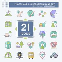 Icon Set Photos and Illustrations. related to Design and Art symbol. doodle style. simple design illustration vector