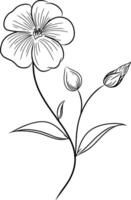 Hand drawn sketch of linear flower. illustration vector