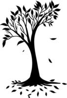 Silhouette of tree on white background. illustration vector