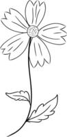 Hand drawn sketch of linear flower. illustration vector