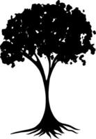 Silhouette of tree on white background. illustration vector