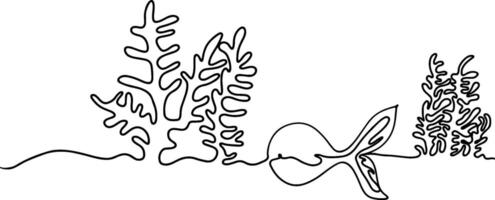 Fish in continuous line art drawing style. illustration vector