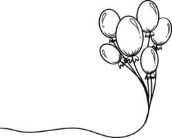 Continuous line drawing of air balloons on transparent background. illustration vector