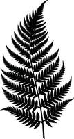 A black and white silhouette of a fern leaf vector