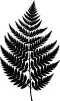 A black and white silhouette of a fern leaf vector