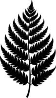 A black and white silhouette of a fern leaf vector