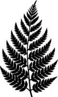 A black and white silhouette of a fern leaf vector