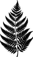 A black and white silhouette of a fern leaf vector