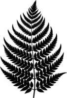 A black and white silhouette of a fern leaf vector