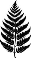 A black and white silhouette of a fern leaf vector