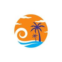 el playa y verano logo diseños puesta de sol playa logo vector