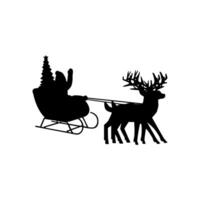 santa claus sleigh silhouette vector