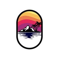 el playa y verano logo diseños puesta de sol playa logo vector