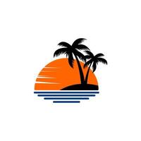 el playa y verano logo diseños puesta de sol playa logo vector