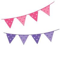 Several colored hand drawn garlands on white background vector