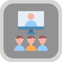 Virtual Class Flat Round Corner Icon vector