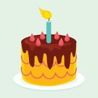 birthday colorful cake design on white background vector