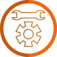 técnico apoyo línea naranja circulo icono vector