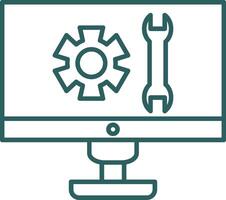 Technical Support Line Gradient Round Corner Icon vector