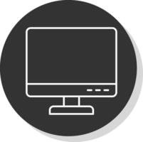 Computer Line Grey Circle Icon vector