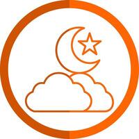 Night Line Orange Circle Icon vector