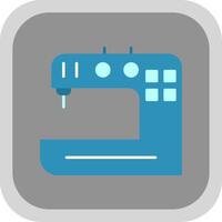 Sewing Machine Flat Round Corner Icon vector