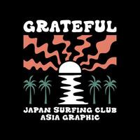 Exploring Surfing with a Japanese Twist Groovy Asia T-Shirt Design vector