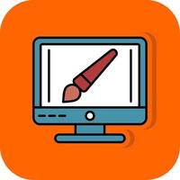 Brush Filled Orange background Icon vector