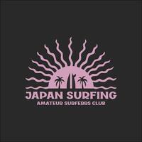 Exploring Surfing with a Japanese Twist Groovy Asia T-Shirt Design vector