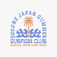 explorador surf con un japonés giro maravilloso Asia camiseta diseño vector