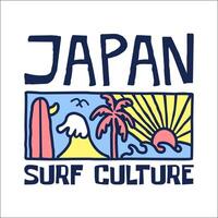 Exploring Surfing with a Japanese Twist Groovy Asia T-Shirt Design vector