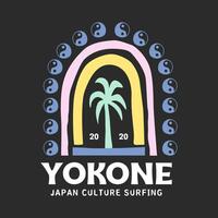 explorador surf con un japonés giro maravilloso Asia camiseta diseño vector