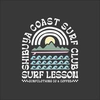 explorador surf con un japonés giro maravilloso Asia camiseta diseño vector