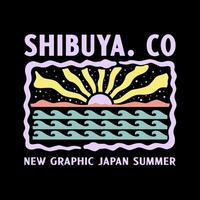 Exploring Surfing with a Japanese Twist Groovy Asia T-Shirt Design vector