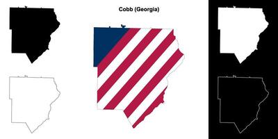 Cobb County, Georgia outline map set vector