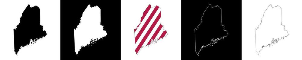 Maine state outline map set vector