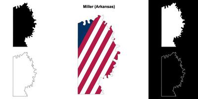 molinero condado, Arkansas contorno mapa conjunto vector