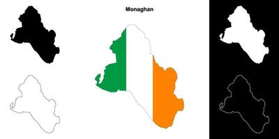 Monaghan county outline map set vector