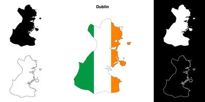 Dublin county outline map set vector