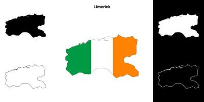 Limerick county outline map set vector