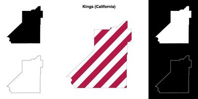 Kings County, California outline map set vector