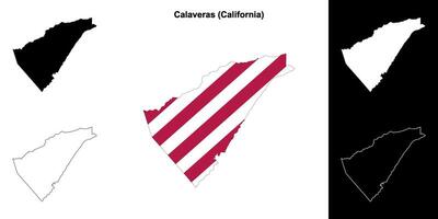 Calaveras County, California outline map set vector