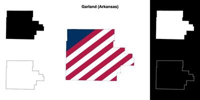 Garland County, Arkansas outline map set vector