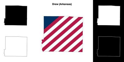Drew County, Arkansas outline map set vector