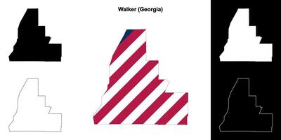 Walker County, Georgia outline map set vector