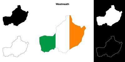 Westmeath county outline map set vector