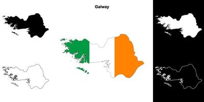 Galway county outline map set vector