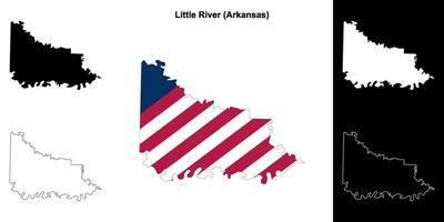 Little River County, Arkansas outline map set vector