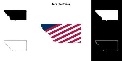 Kern County, California outline map set vector